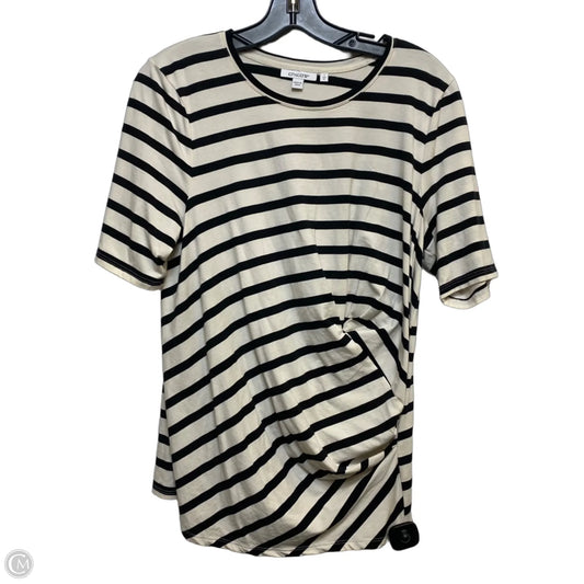 Top Short Sleeve By Chicos In Black & Cream, Size: M