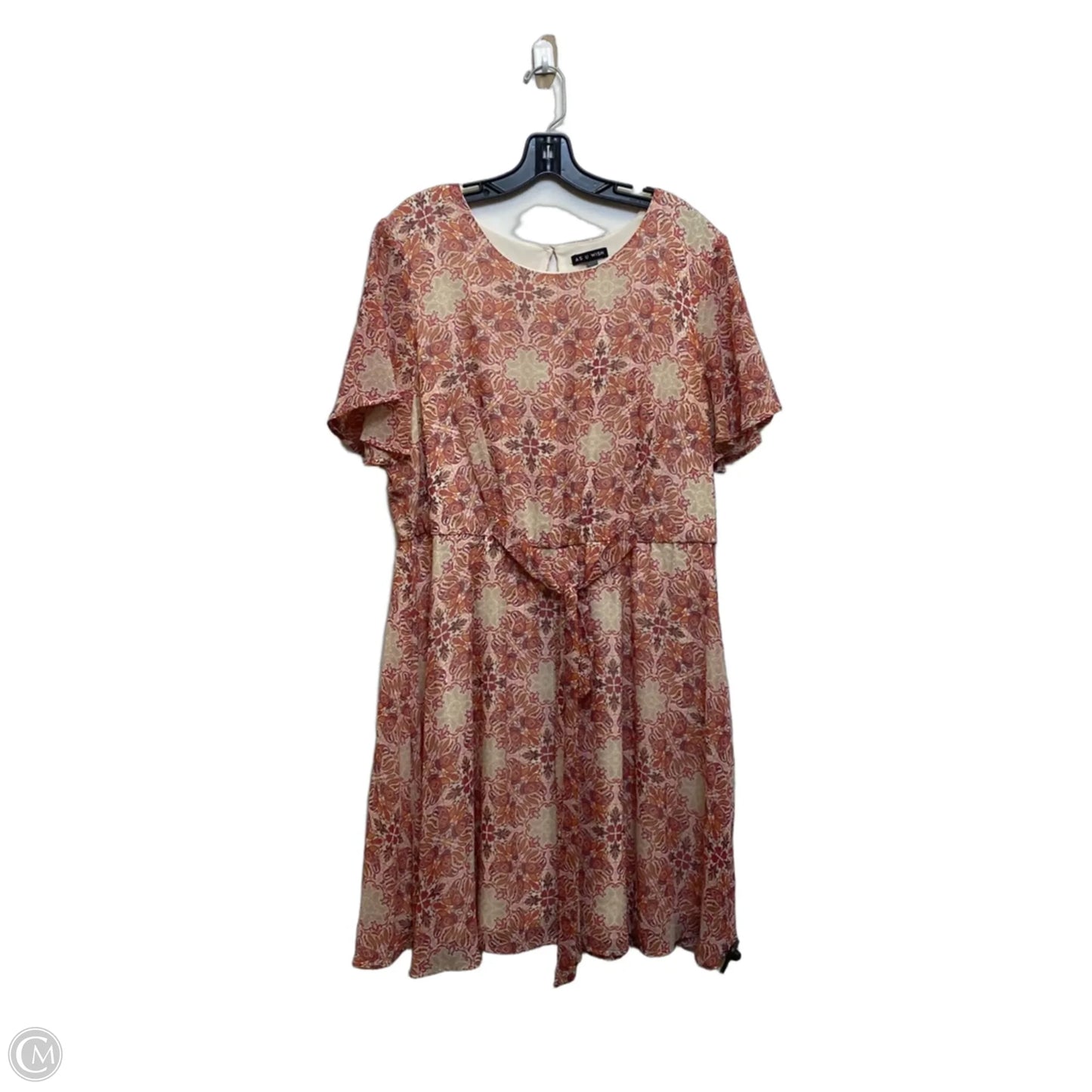 Dress Casual Short By As U Wish In Orange & Pink, Size: 2x