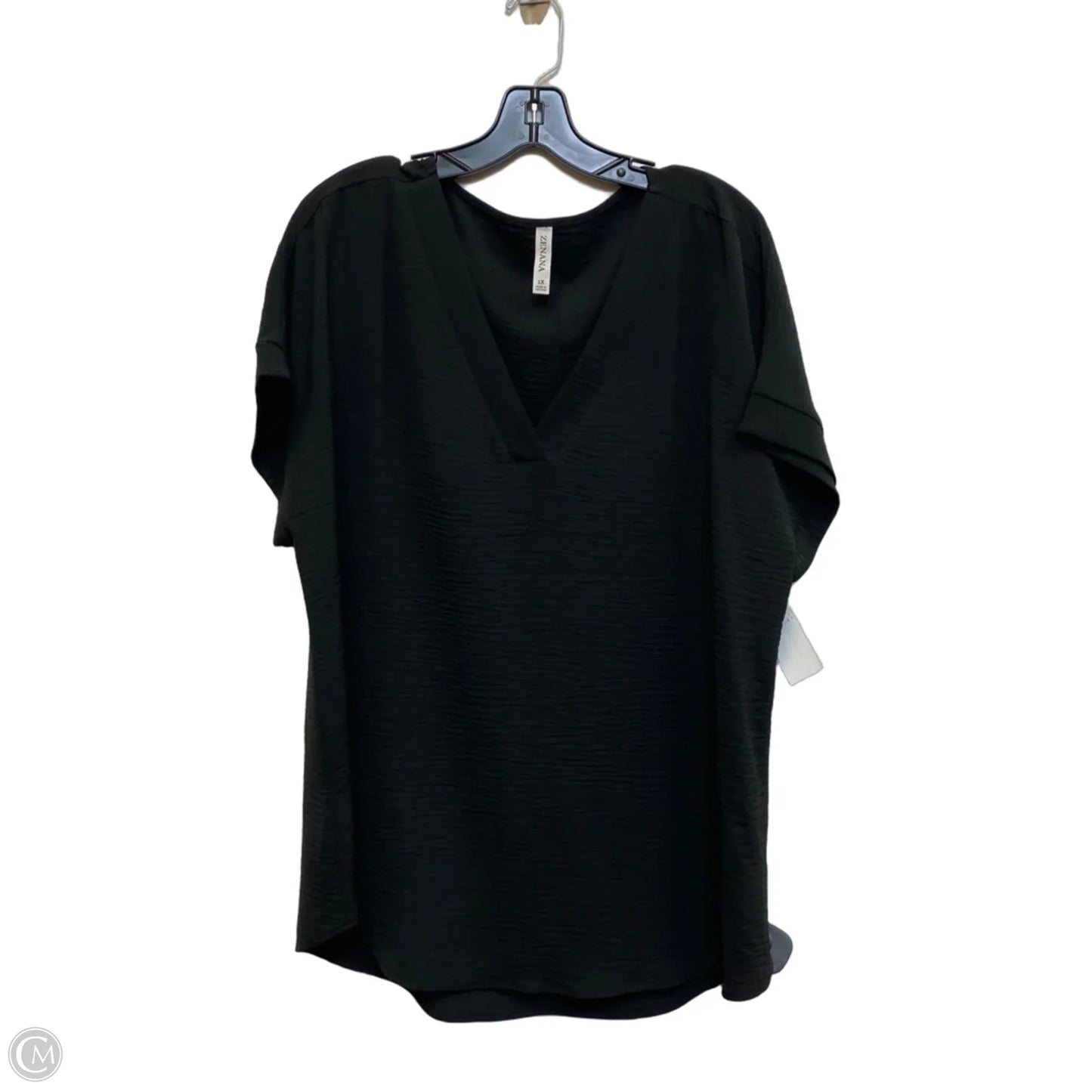 Top Short Sleeve By Zenana In Black, Size: 1x