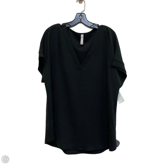 Top Short Sleeve By Zenana In Black, Size: 1x