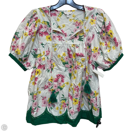 Top Short Sleeve By Crown And Ivy In Pink & White, Size: S