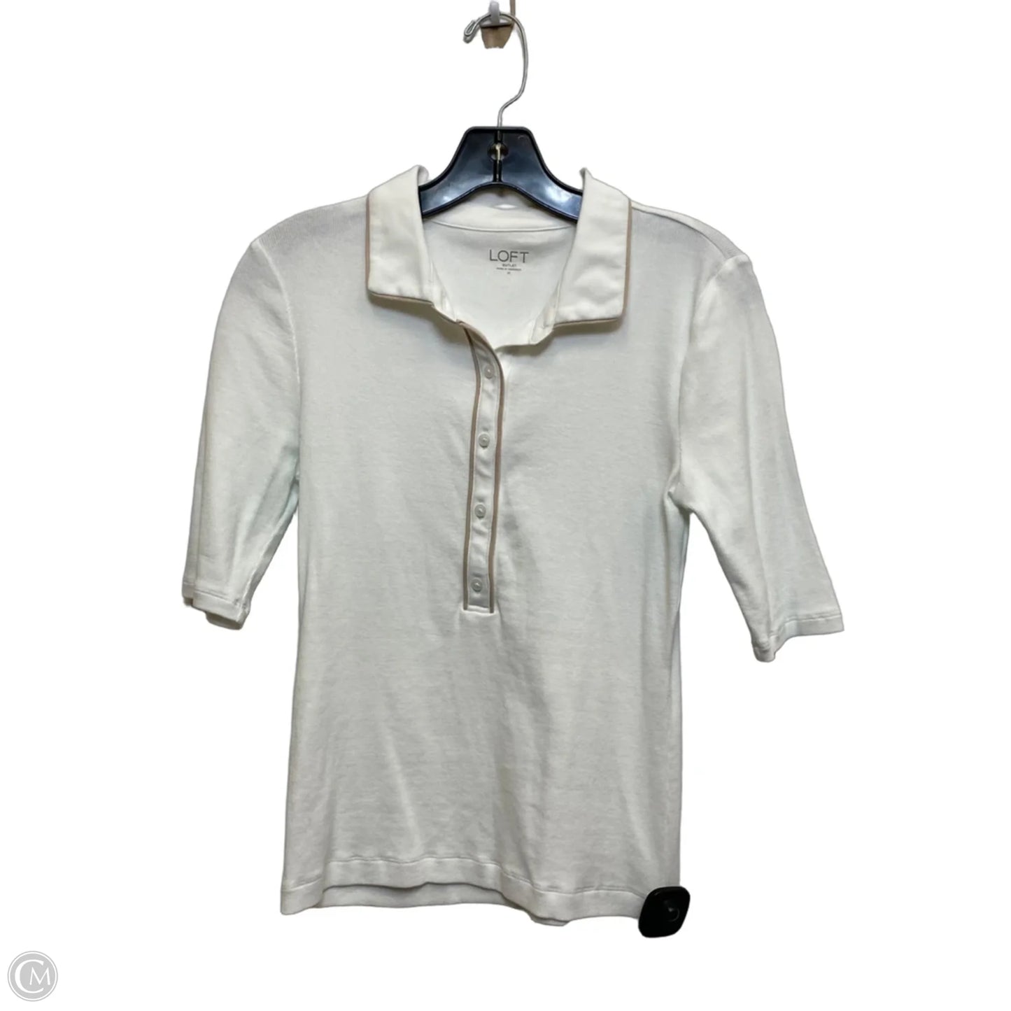 Top Short Sleeve By Loft In White, Size: M