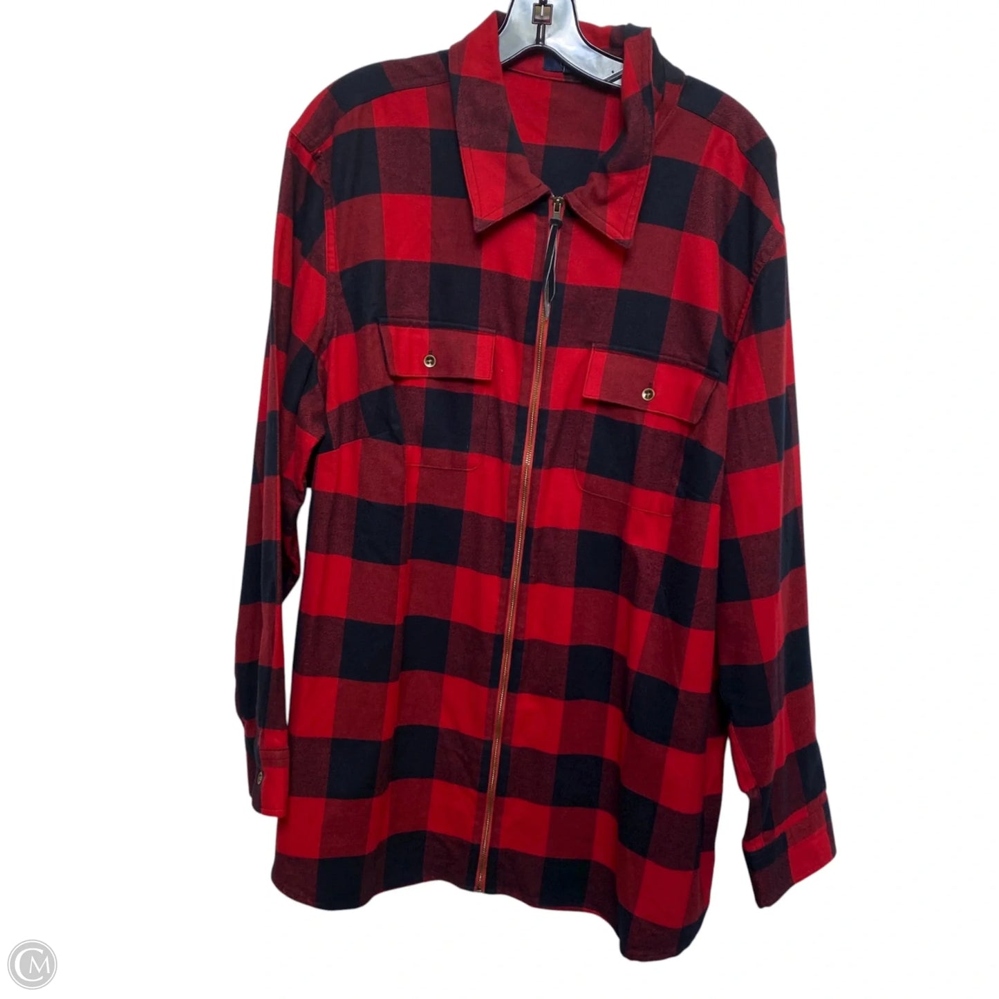 Jacket Shirt By Chaps In Red, Size: 2x