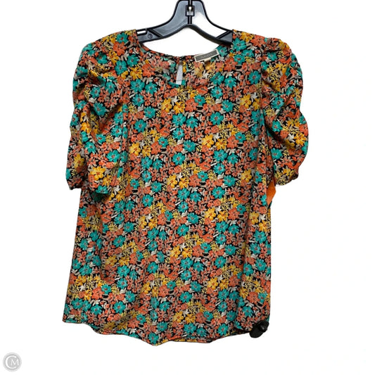 Top Short Sleeve By Pleione In Floral Print, Size: M