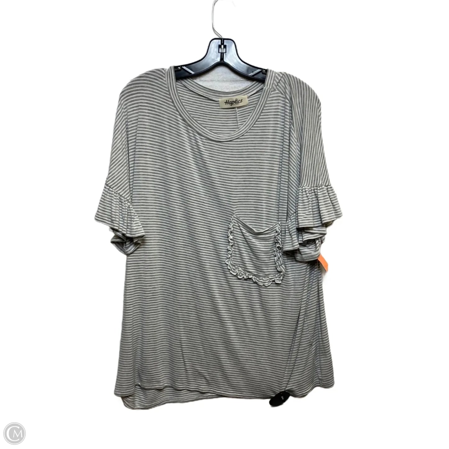 Top Short Sleeve By Haptics In Grey, Size: 1x