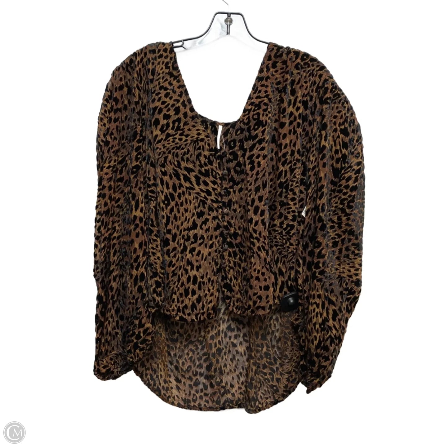 Blouse Long Sleeve By Free People In Animal Print, Size: L