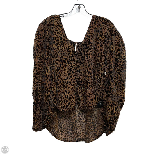 Blouse Long Sleeve By Free People In Animal Print, Size: L