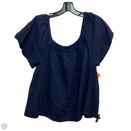 Top Short Sleeve By Time And Tru In Navy, Size: L