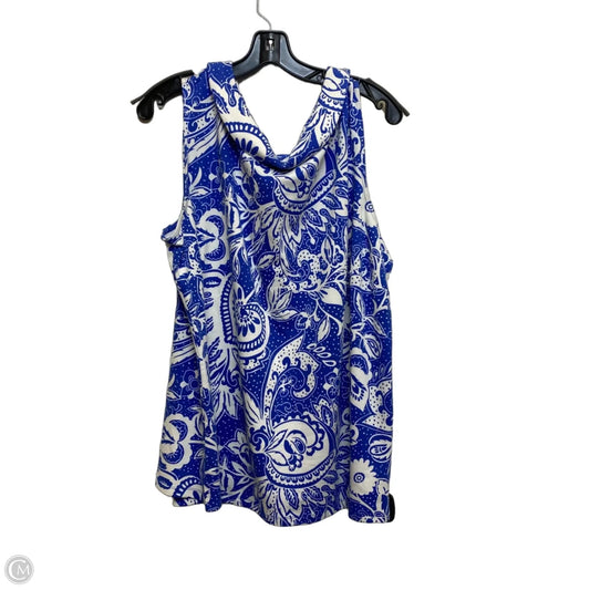 Top Sleeveless By Talbots In Blue & White, Size: 2x