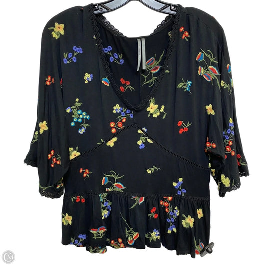 Top Short Sleeve By Anthropologie In Floral Print, Size: Xs
