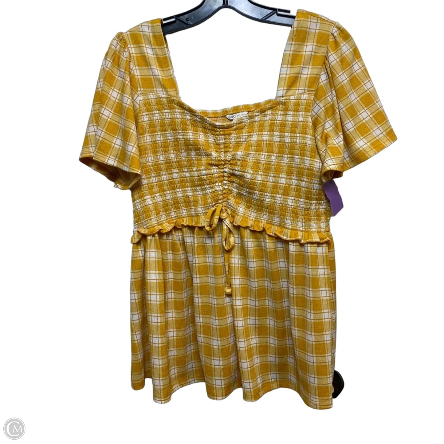 Top Short Sleeve By Cato In Yellow, Size: L