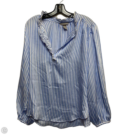 Top Long Sleeve By H&m In Blue & White, Size: L