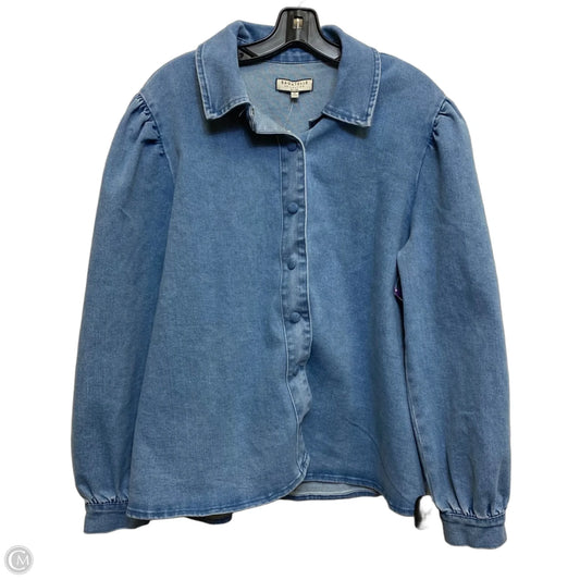 Top Long Sleeve By Bagatelle In Blue Denim, Size: Xl