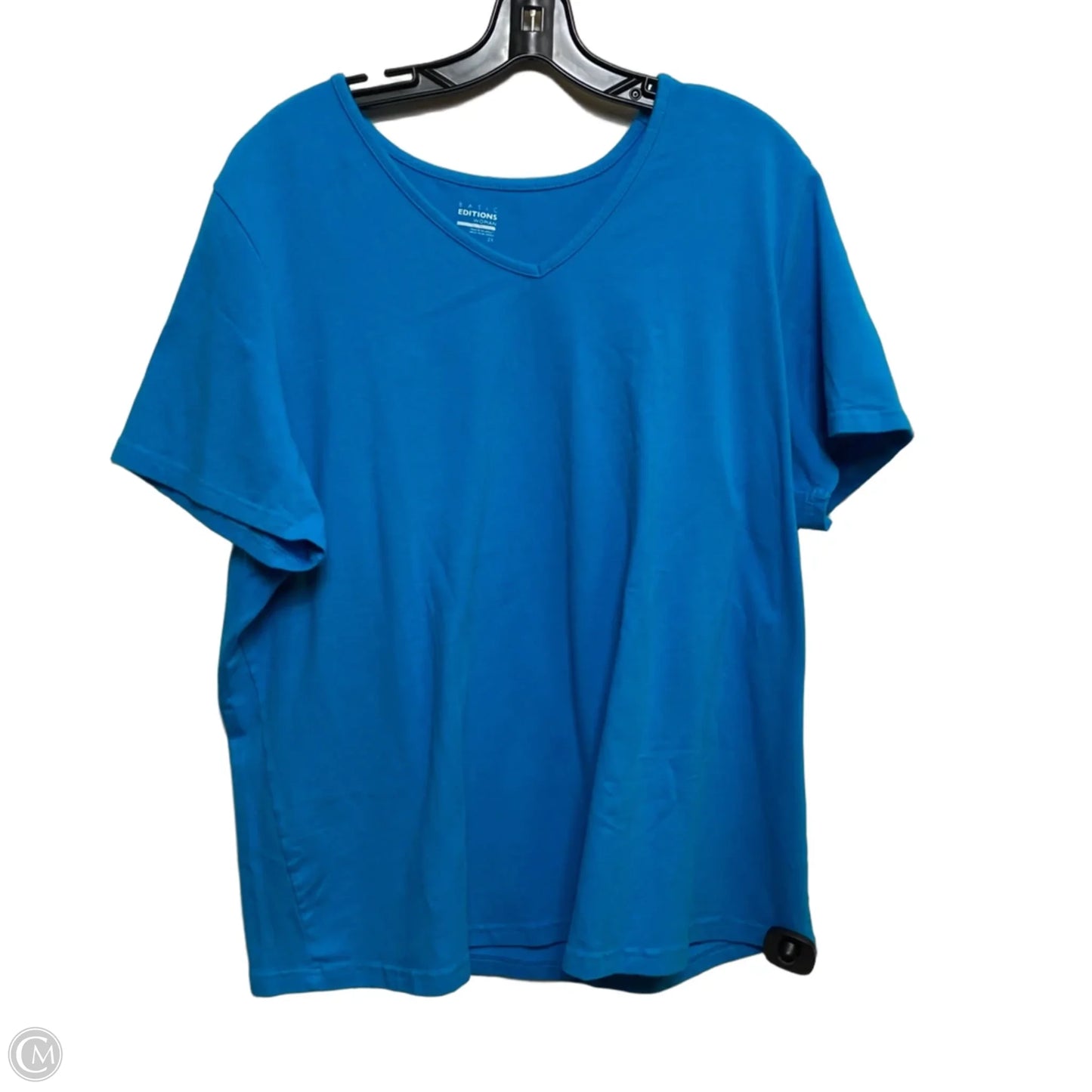 Top Short Sleeve Basic By Basic Editions In Blue, Size: 2x