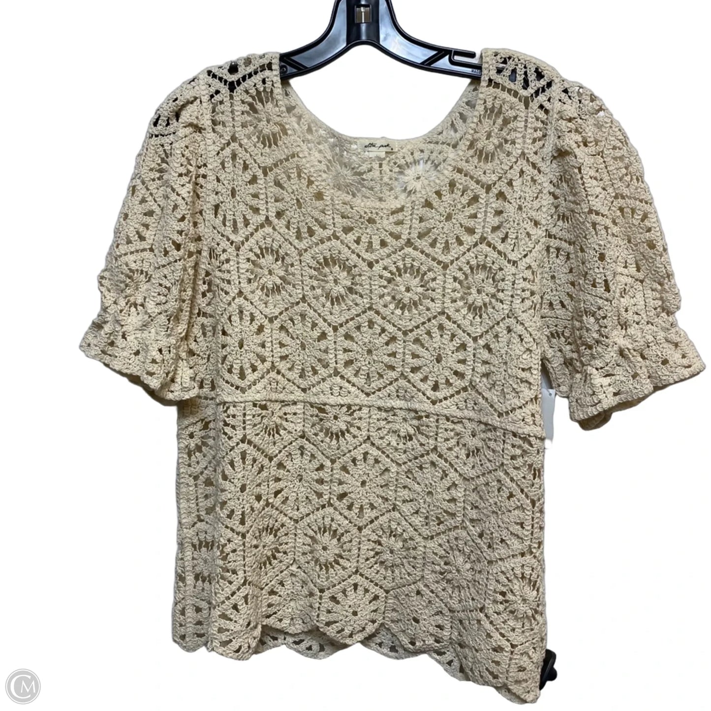 Top Short Sleeve By Ultra Pink In Beige, Size: L