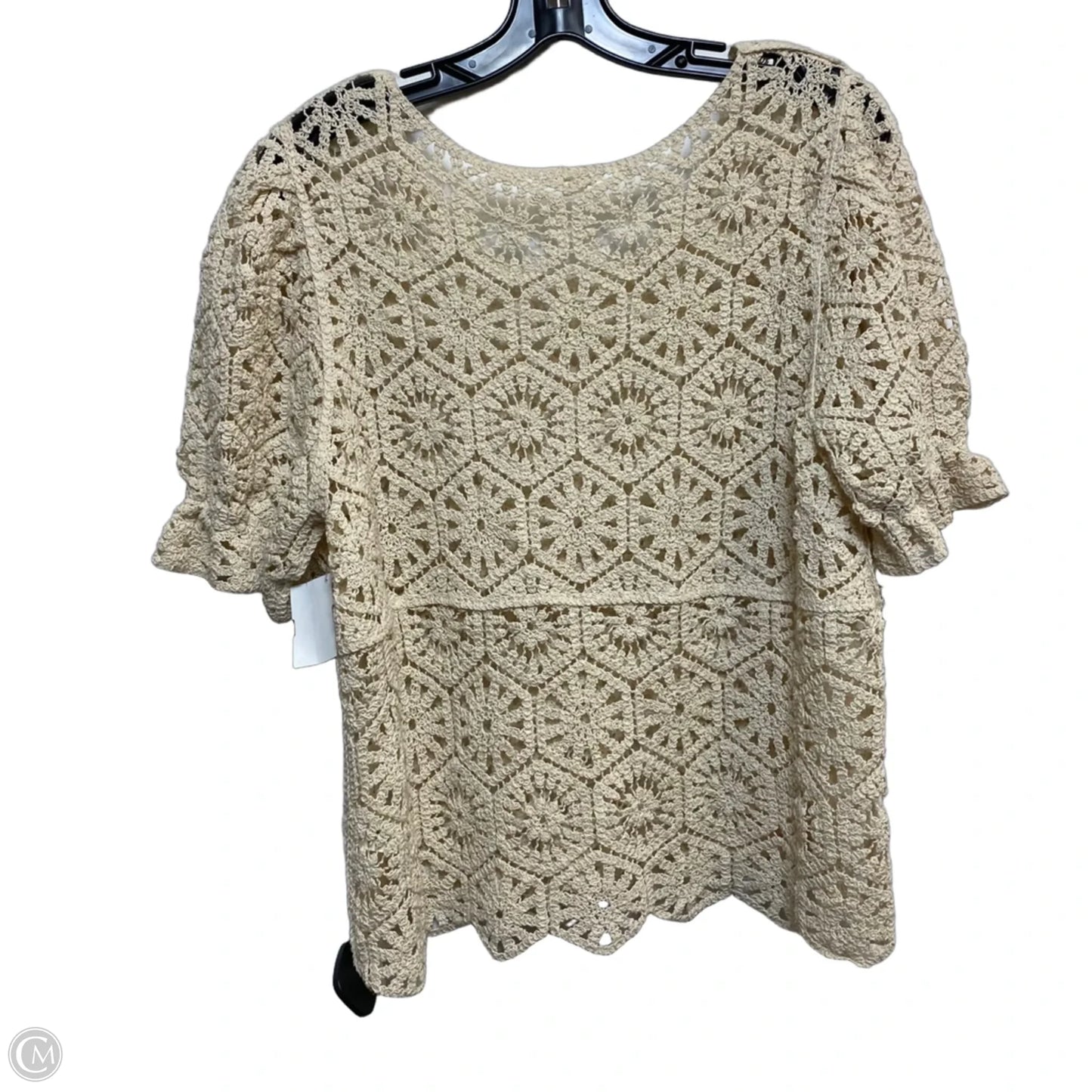 Top Short Sleeve By Ultra Pink In Beige, Size: L