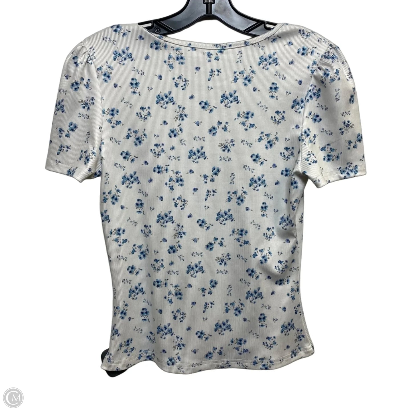 Top Short Sleeve By Shein In Blue & White, Size: S