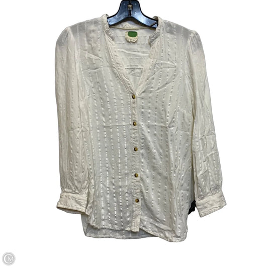 Top Long Sleeve By Anthropologie In White, Size: M