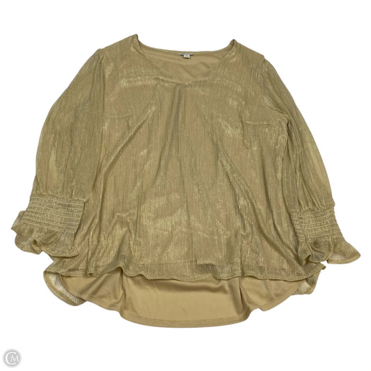 Top Long Sleeve By Cato In Gold, Size: Xl