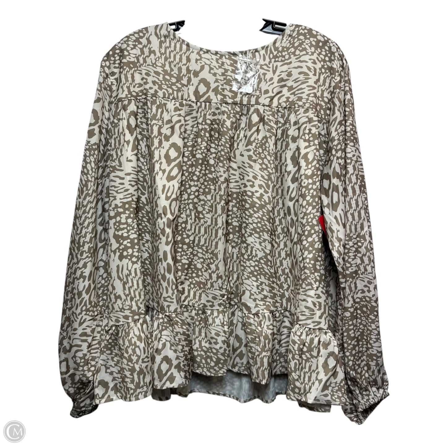 Blouse Long Sleeve By Shop The Mint In Brown & Cream, Size: S
