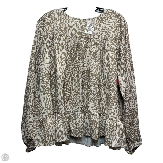 Blouse Long Sleeve By Shop The Mint In Brown & Cream, Size: S