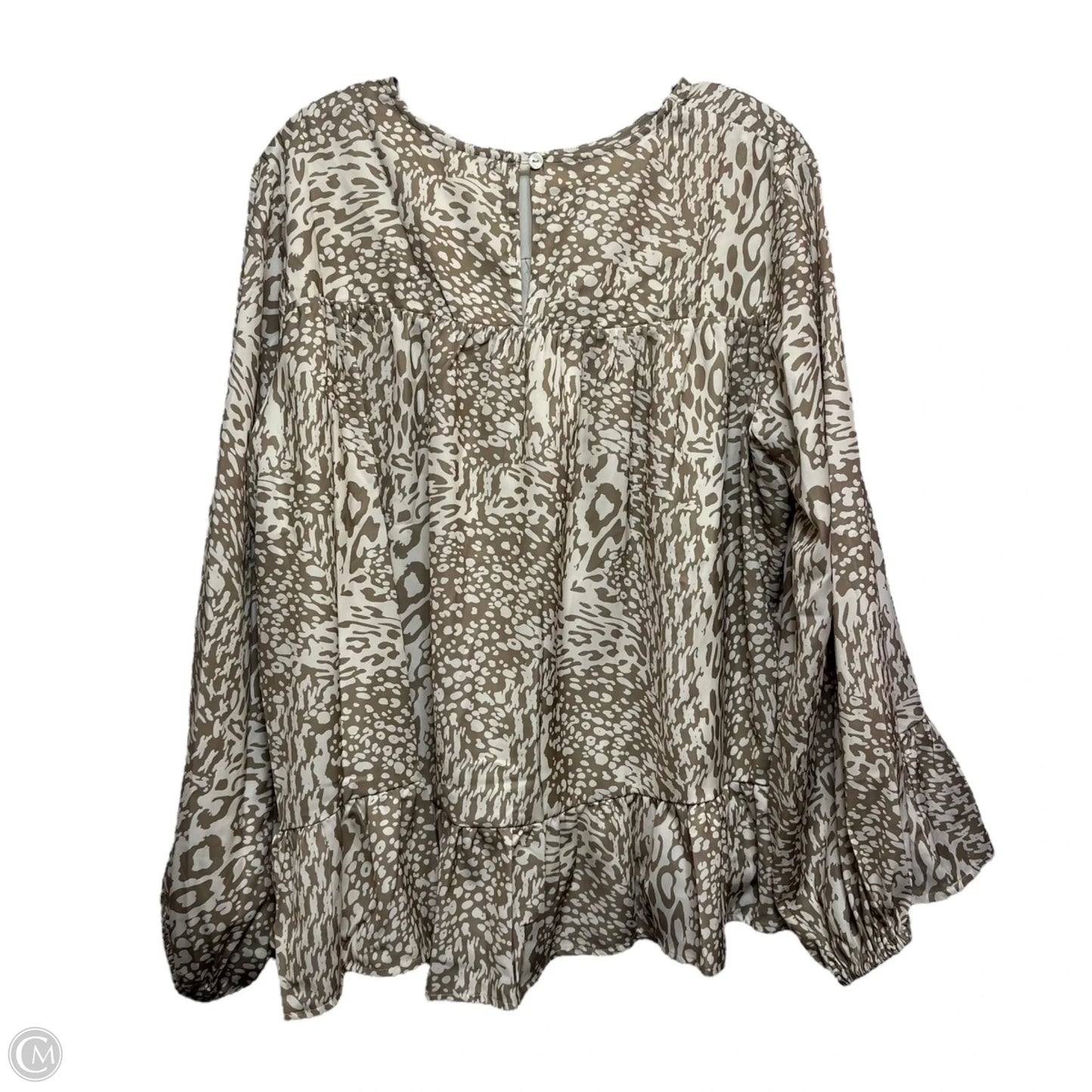 Blouse Long Sleeve By Shop The Mint In Brown & Cream, Size: S