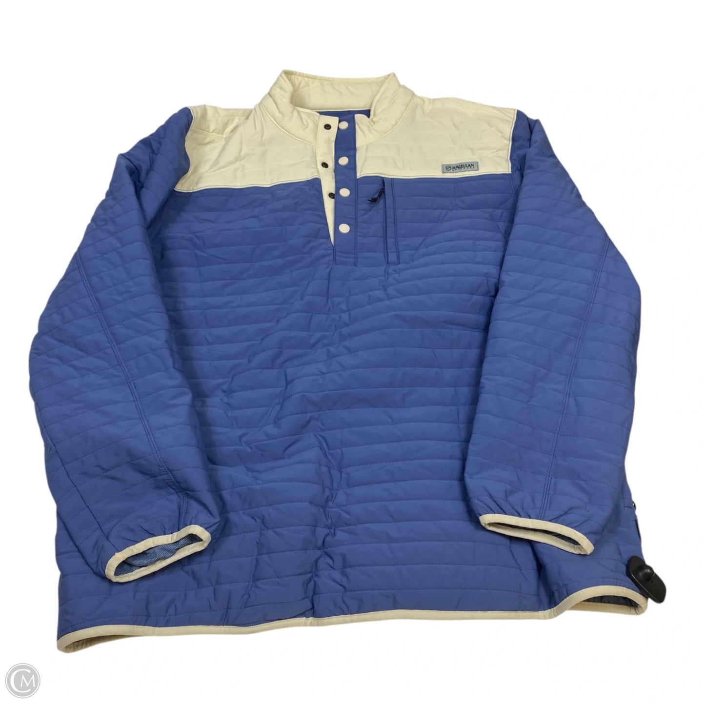 Jacket Puffer & Quilted By Magellan In Blue & Cream, Size: 2x
