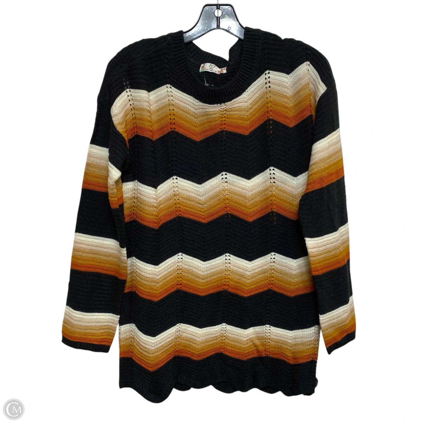 Sweater By Fct With Love In Black & Cream, Size: L