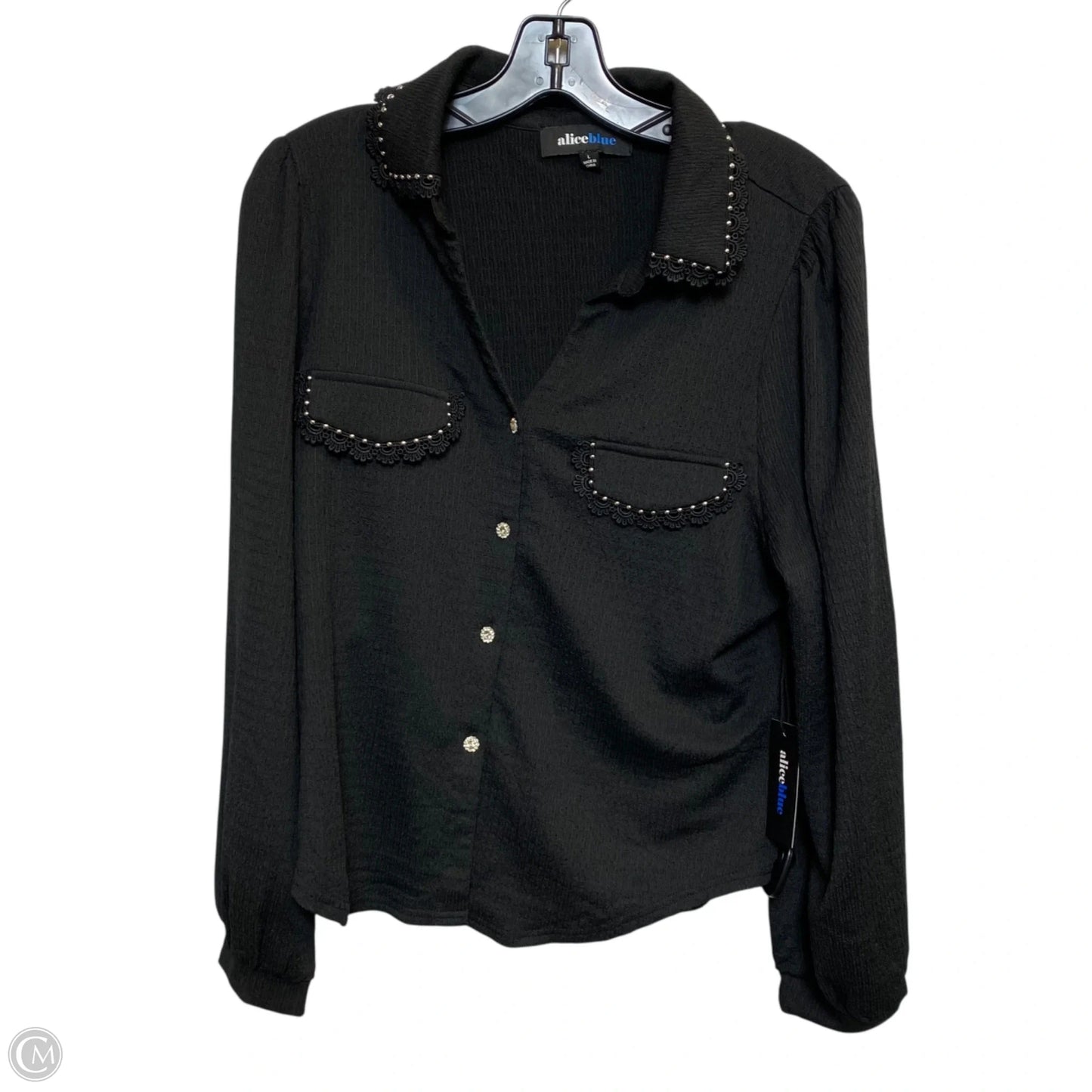 Top Long Sleeve By Alice Blue In Black, Size: L