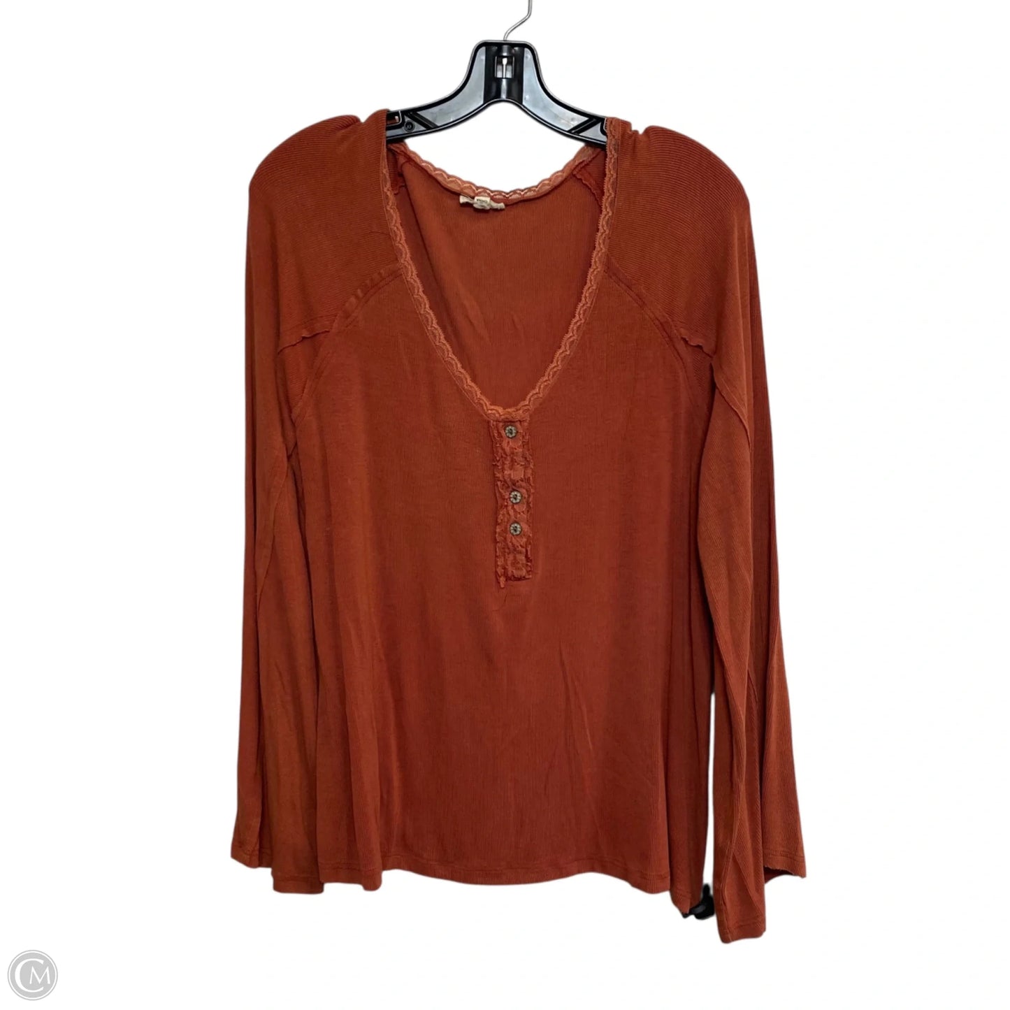Top Long Sleeve By Pol In Orange, Size: L