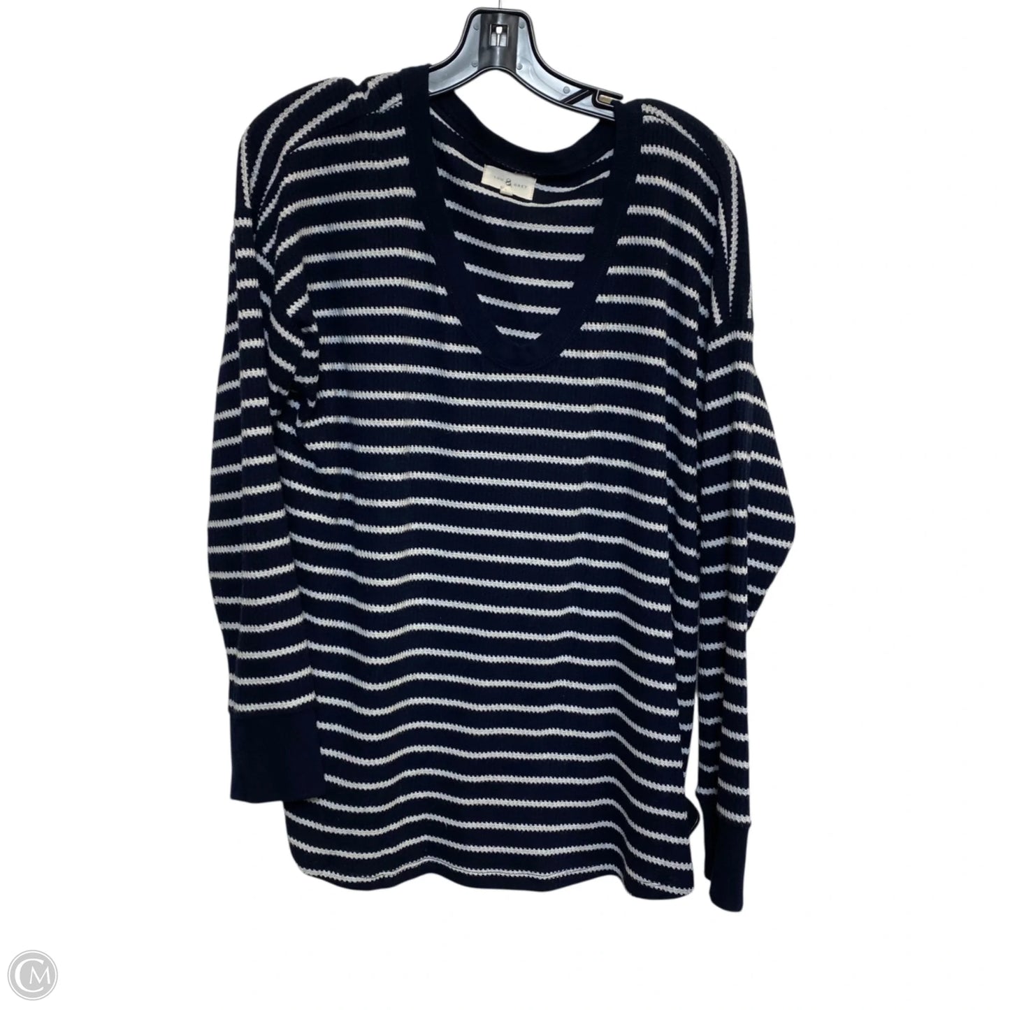 Top Long Sleeve By Lou And Grey In Blue & White, Size: L