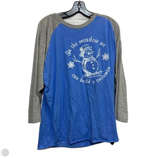Top 3/4 Sleeve By Live and Tell In Blue & Grey, Size: 2x