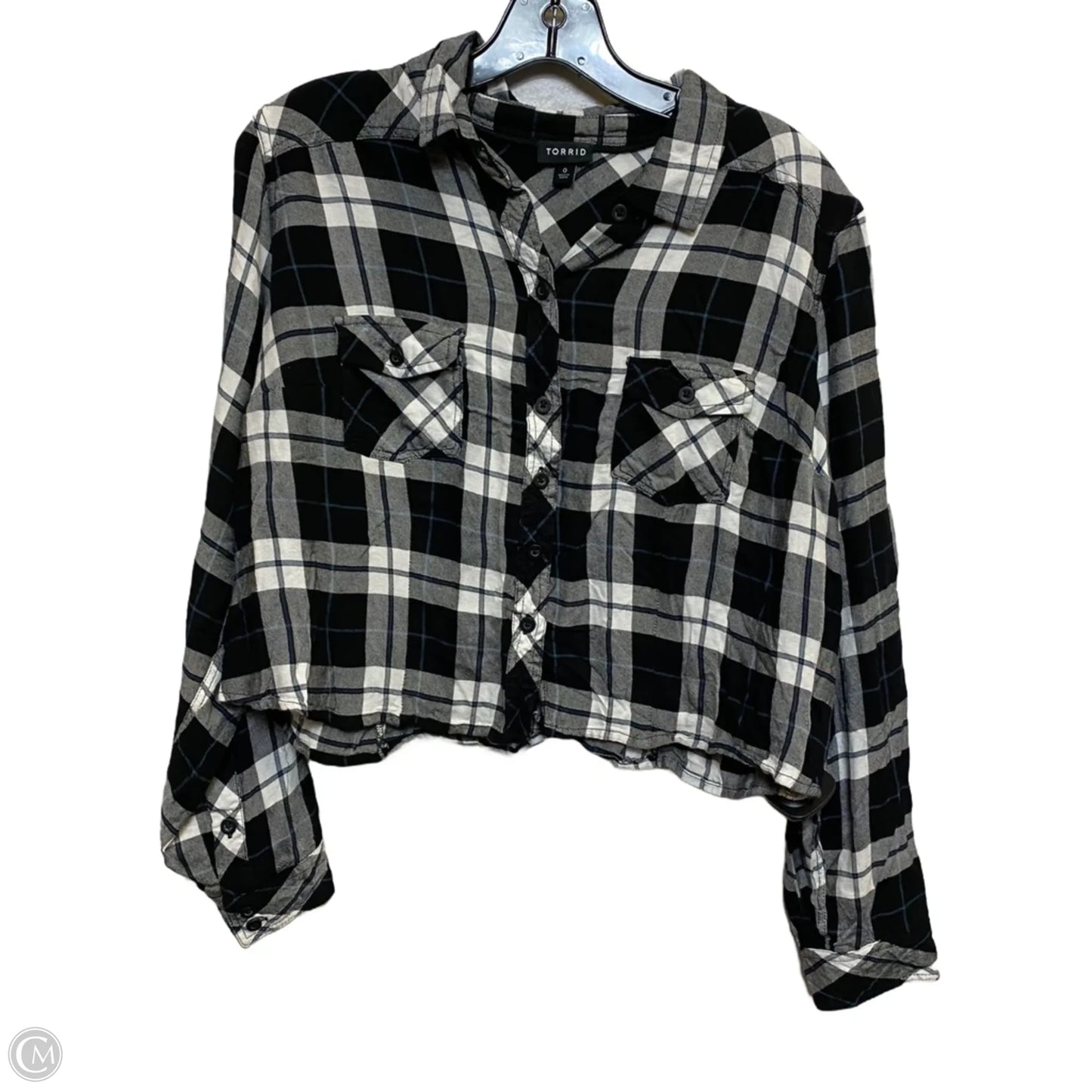 Top Long Sleeve By Torrid In Plaid Pattern, Size: M