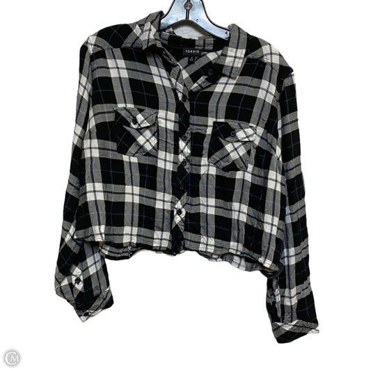 Top Long Sleeve By Torrid In Plaid Pattern, Size: M