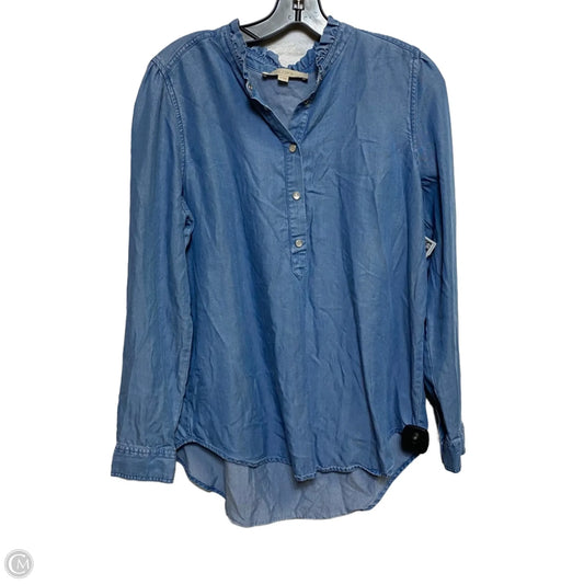 Top Long Sleeve By Loft In Blue Denim, Size: M