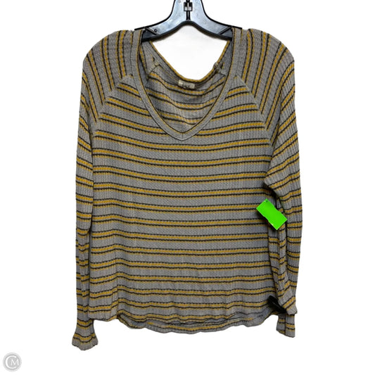 Top Long Sleeve By Bke In Grey & Yellow, Size: S
