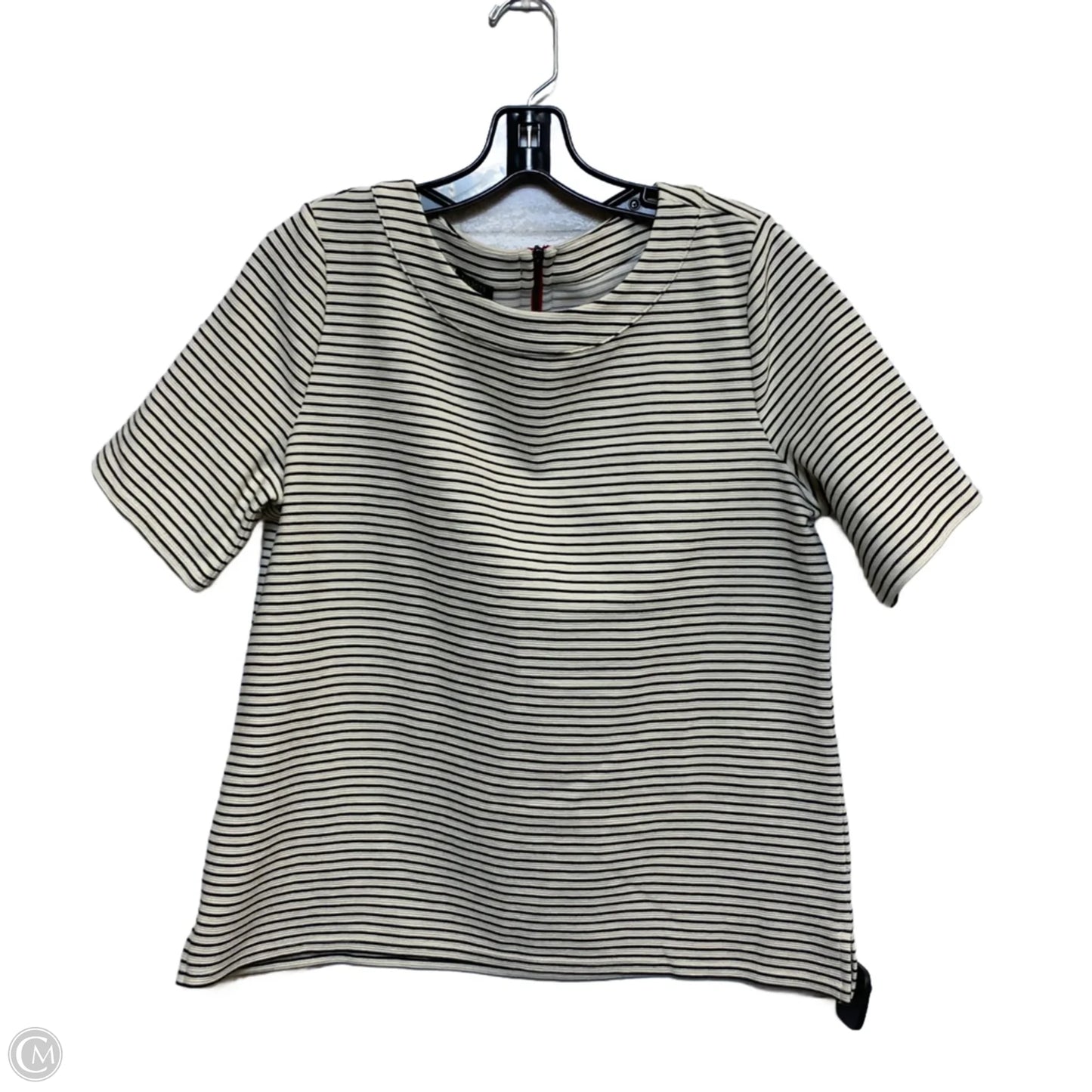 Top Short Sleeve By Talbots In Black & Cream, Size: Lp