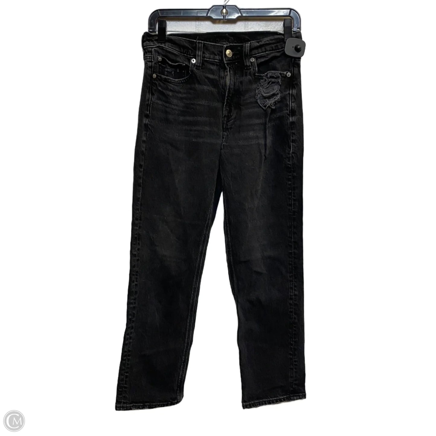 Jeans Straight By American Eagle In Black Denim, Size: 4
