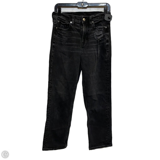 Jeans Straight By American Eagle In Black Denim, Size: 4