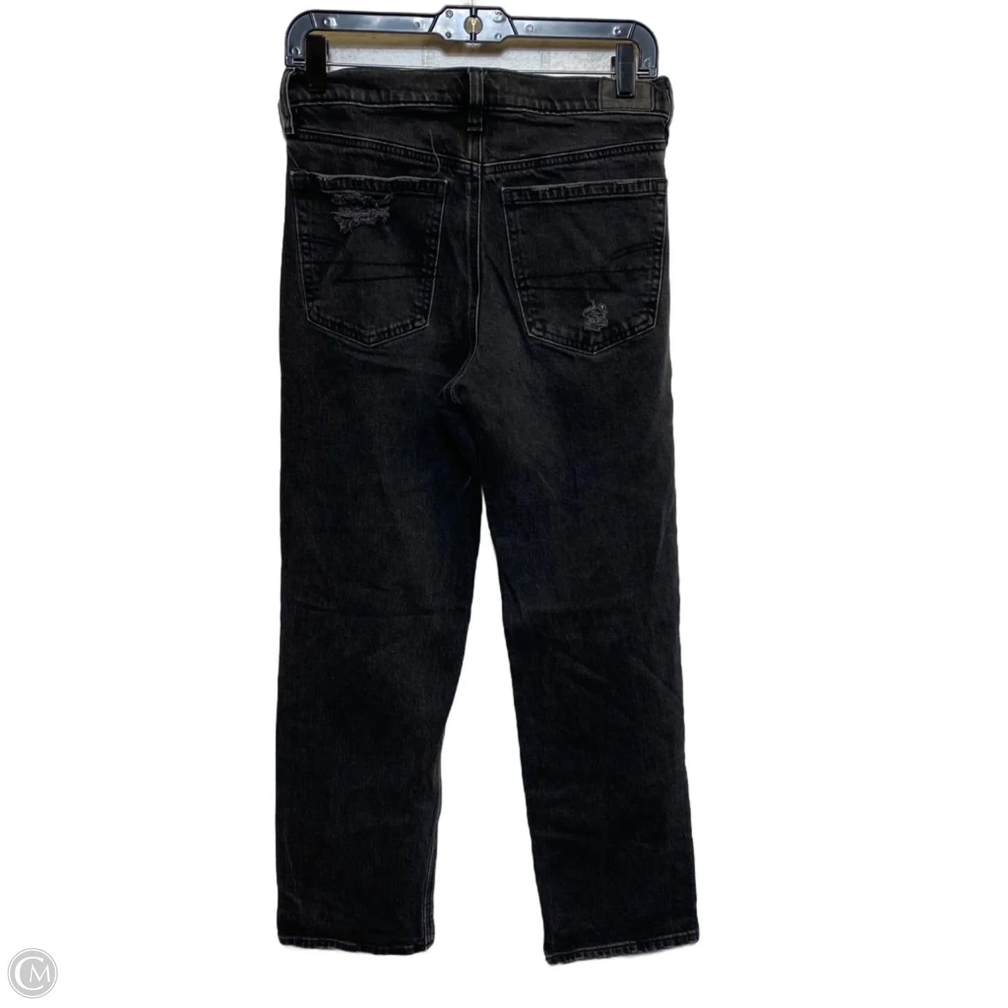 Jeans Straight By American Eagle In Black Denim, Size: 4