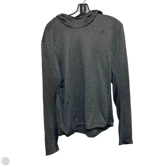 Athletic Sweatshirt Hoodie By Adidas In Grey, Size: M