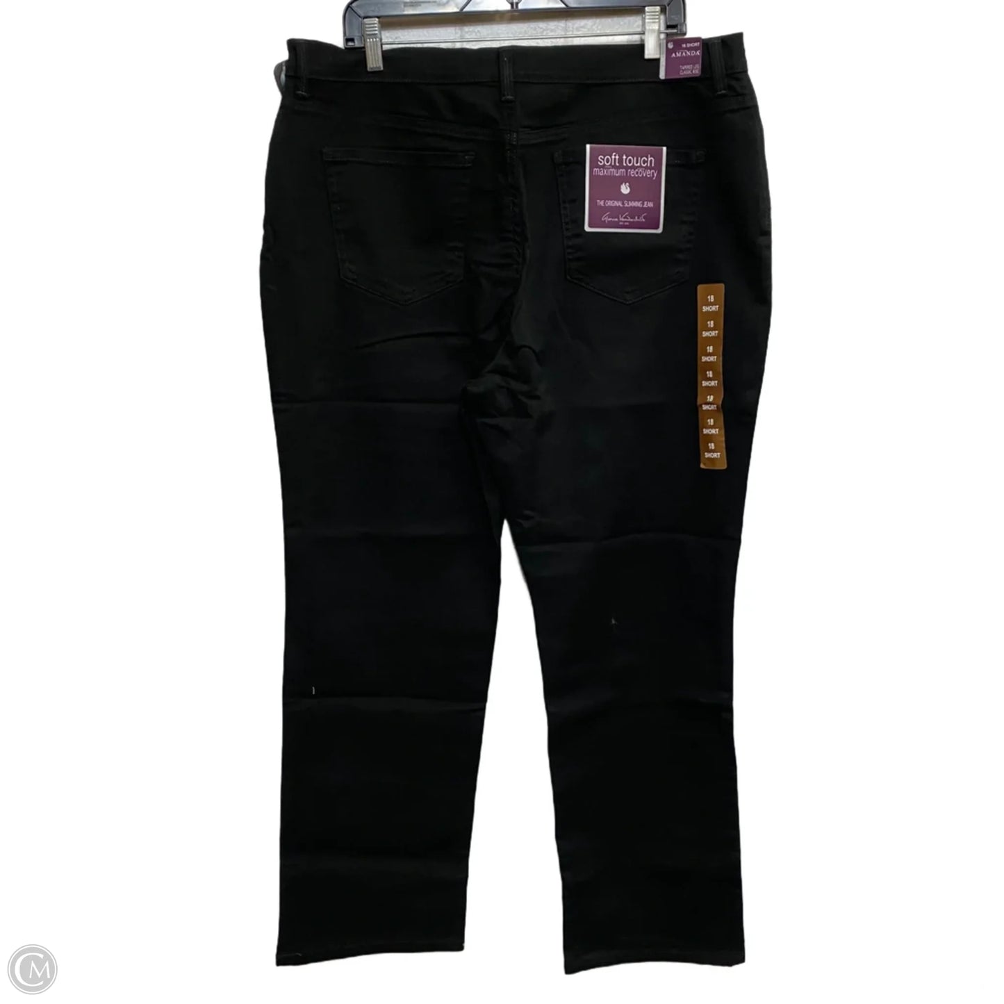 Jeans Straight By Gloria Vanderbilt In Black Denim, Size: 18