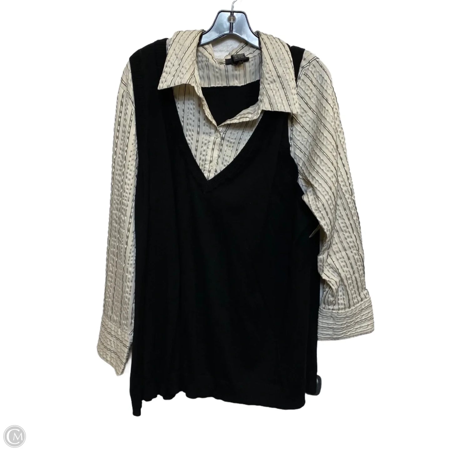 Top Long Sleeve By Lane Bryant In Black & Cream, Size: 4x