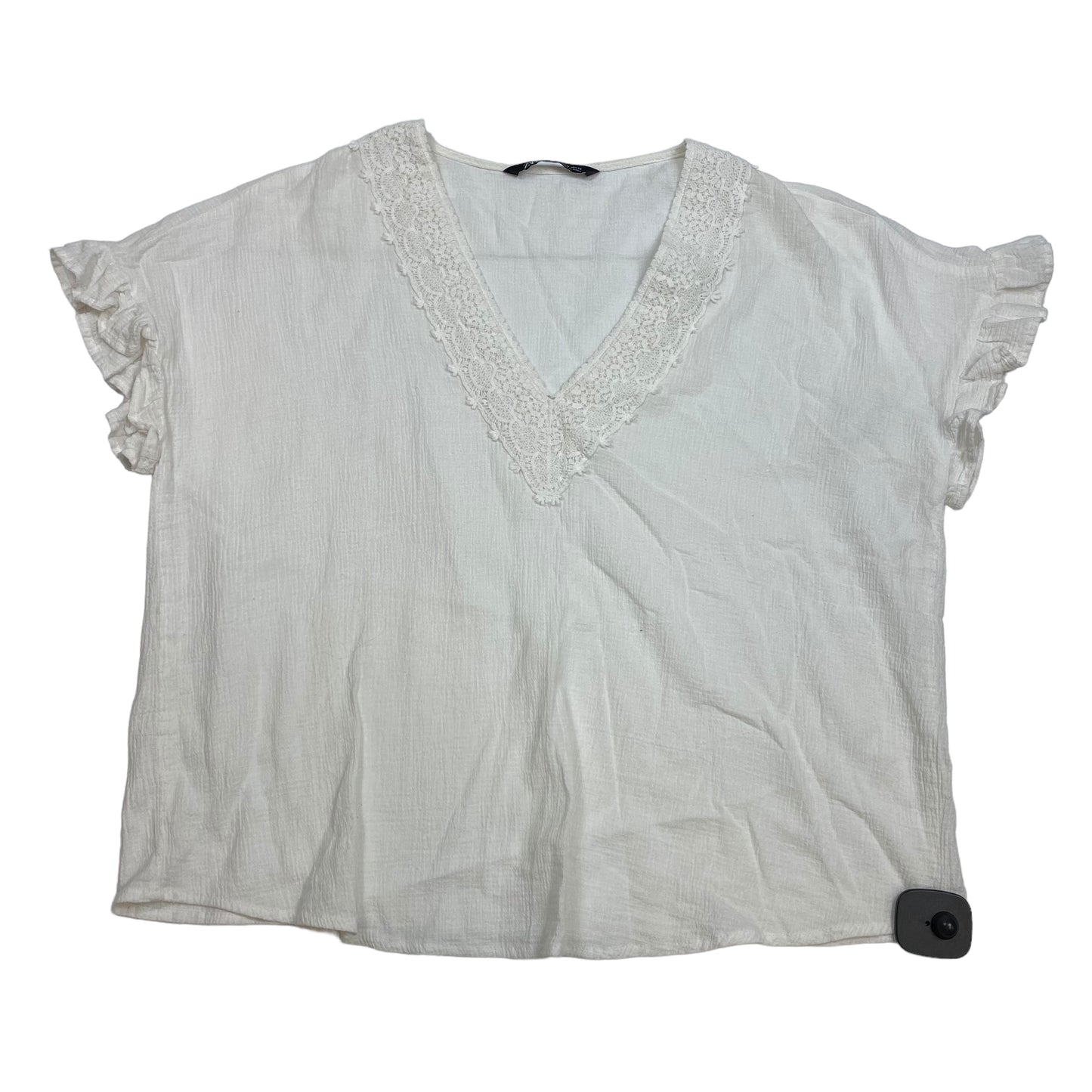 White Top Short Sleeve Zara, Size M