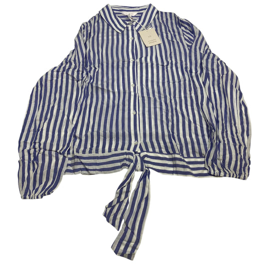 Top Long Sleeve By Lc Lauren Conrad In Blue & White, Size: Xxl