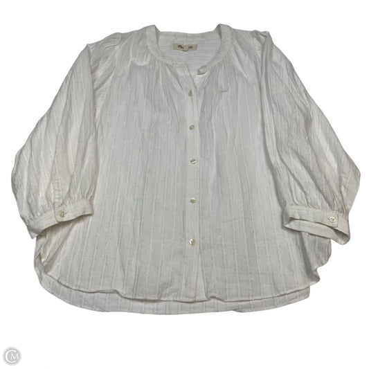 Top Long Sleeve By Madewell In White, Size: M