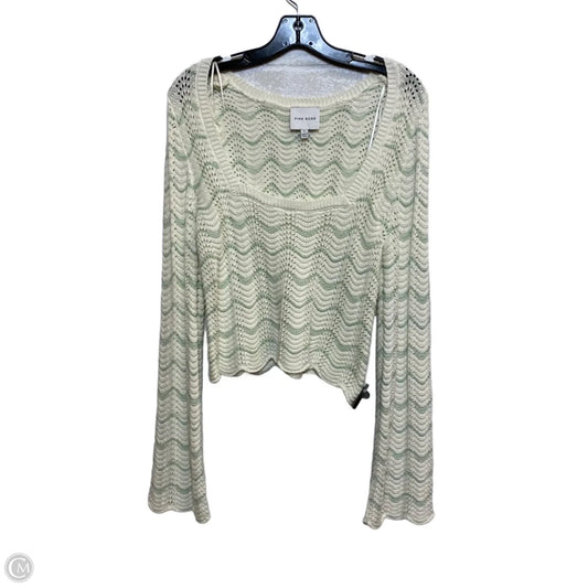 Sweater By Pink Rose In Cream & Green, Size: L