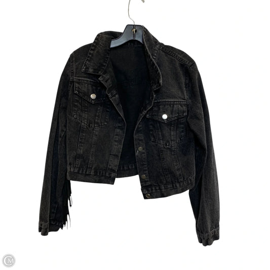 Jacket Denim By Clothes Mentor In Black Denim, Size: L