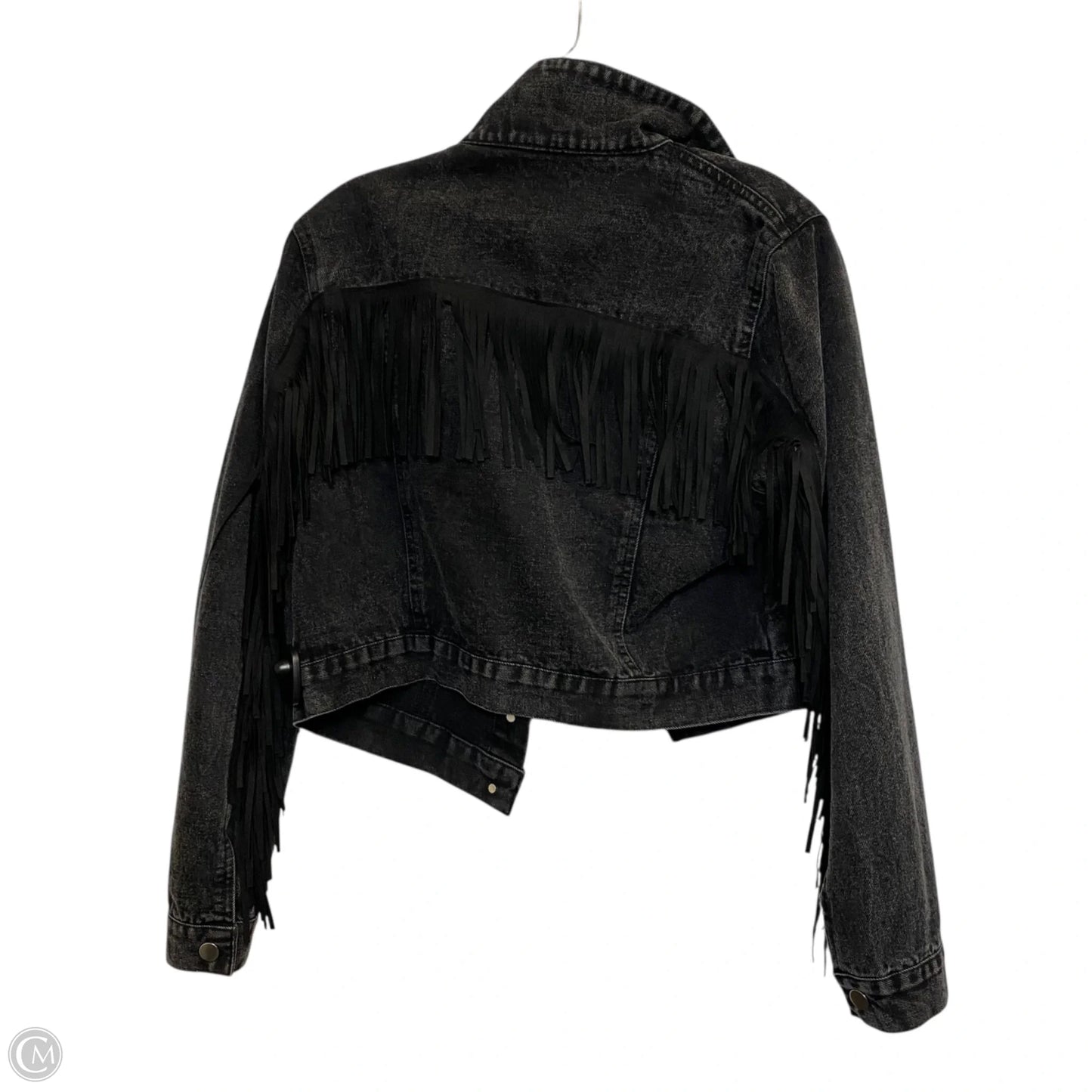 Jacket Denim By Clothes Mentor In Black Denim, Size: L