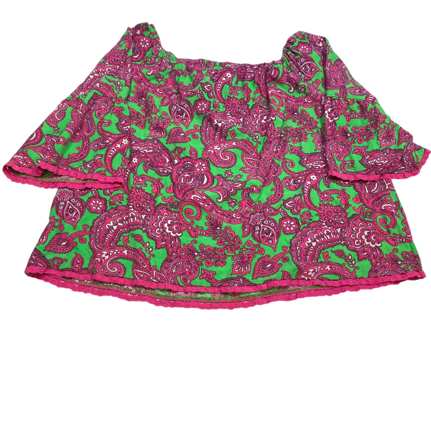 Top Long Sleeve By Crown And Ivy In Green & Pink, Size: Xxl